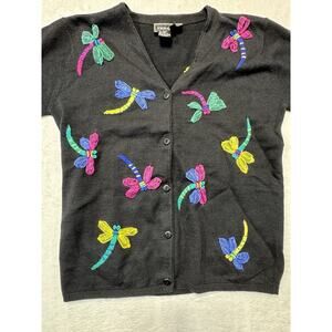 Terrazzo Womens Embellished Button Front Long Sleeve Vest Shirt & Cardigan M